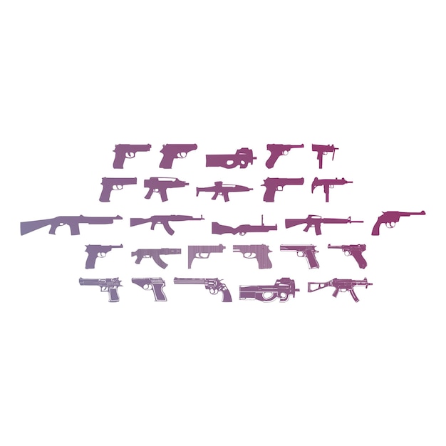 Photo weapons icons items gradient effect photo jpg vector set