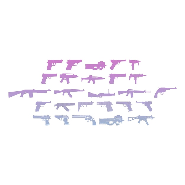 weapons icons items gradient effect photo jpg vector set