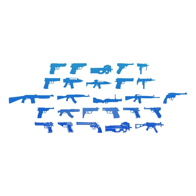 Photo weapons icons items gradient effect photo jpg vector set