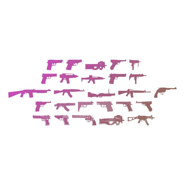 weapons icons items gradient effect photo jpg vector set