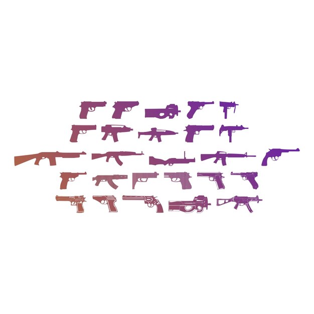 weapons icons items gradient effect photo jpg vector set