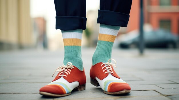 Photo wearing mismatched socks