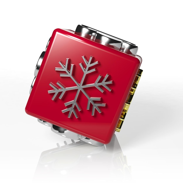 Weather forecast 3d cube with snowflake