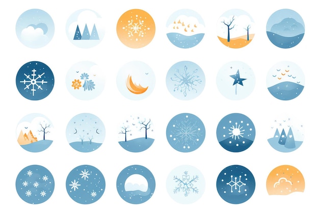 Photo weather forecast icons isolated on a white background