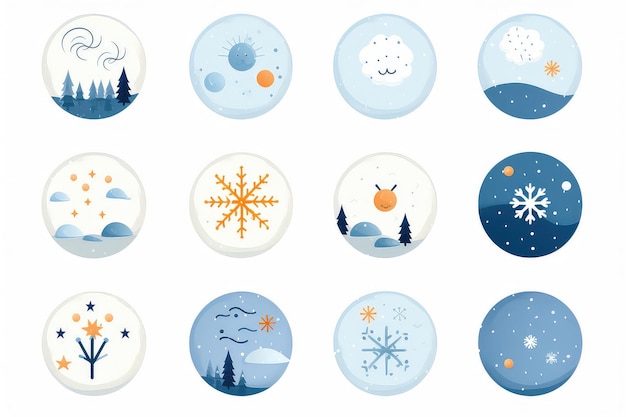 Photo weather forecast icons isolated on a white background