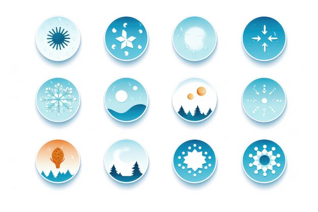 Photo weather forecast icons isolated on a white background