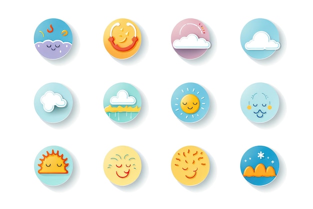 Weather forecast icons isolated on a white background