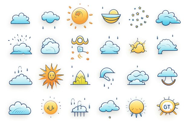 Weather forecast icons isolated on a white background