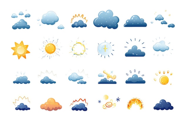 Weather forecast icons isolated on a white background