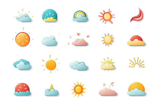 Weather forecast icons isolated on a white background