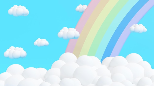 Weather forecast sign Meteorological icon cloud and rainbow 3D rendering