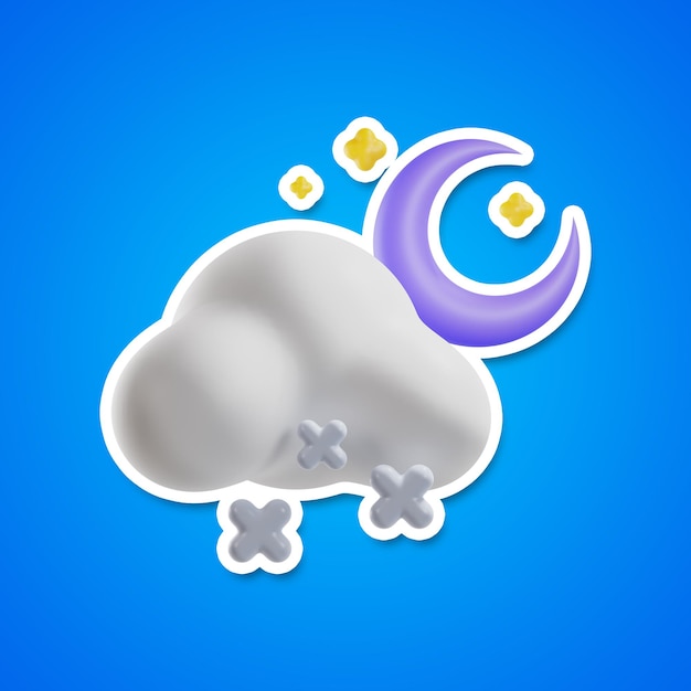 weather icon sticker 3d rendering on isolated background