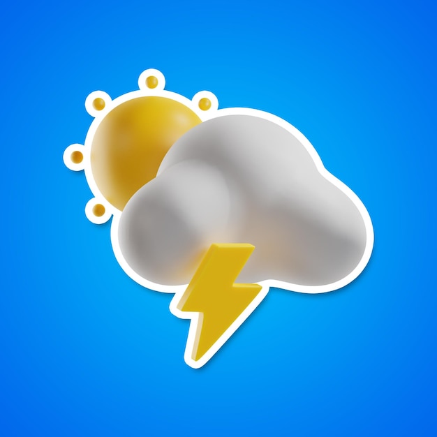 weather icon sticker 3d rendering on isolated background