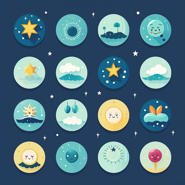 Photo weather icons icons representing various weather conditions like sun rain and snowflakesgenerated with ai