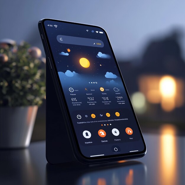 a weather prediction app interface showing live updates and notifications