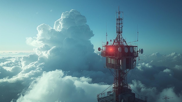 Weather Radar Station With Antennas Scanning Background