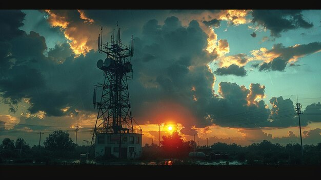 Photo weather radar station with antennas scanning wallpaper