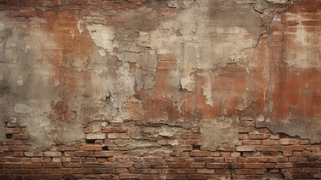 노후 된 벽돌 벽 노란색 및 오래된 폐허를 손상