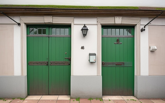 Weathered Elegance Old Green Door Vintage Charm