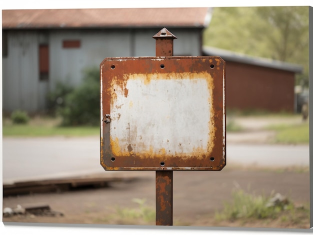 Weathered Memories Old Blank Rusty Metal Sign Isolated on Transparent