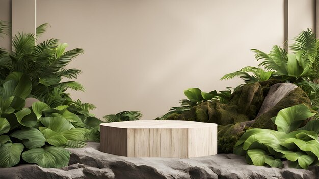 Weathered Podium Set in the Heart of a Green Jungle