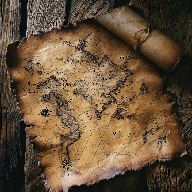 A weathered treasure map