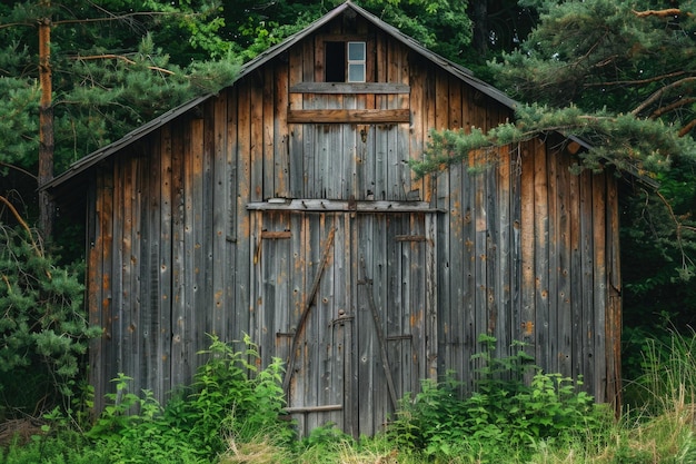 Weathered wood fragment of rustic barn with knots background