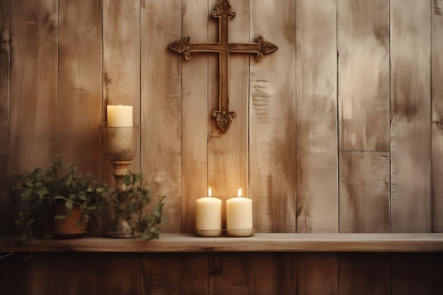 Photo weathered wood wall with warm candlelight glow with wooden h trending background calm illustration