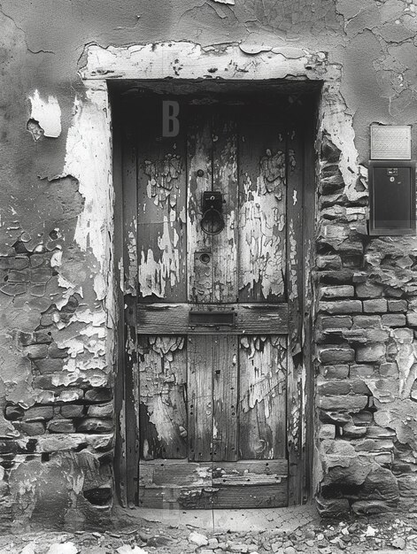 Photo a weathered wooden door in a historic building