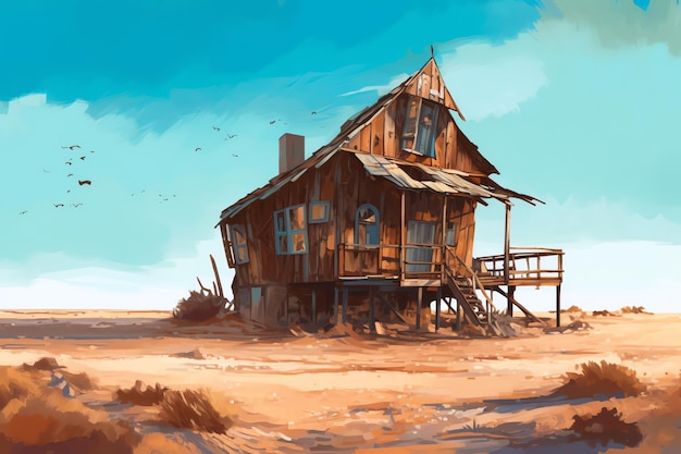 A weathered wooden outpost