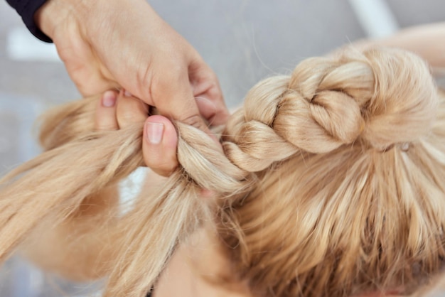 weave braid girl in a hair salon