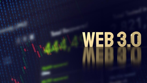 The Web 3.0 golden text on business background  3d rendering