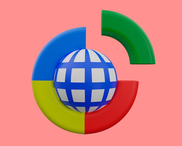 Icona delle statistiche di analisi web rendering 3d.