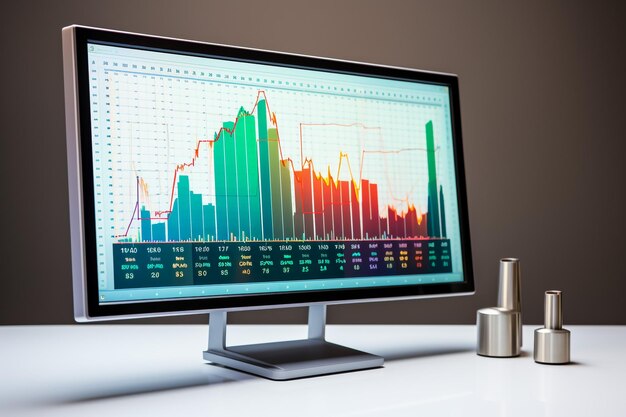 Web-analytische informatie op computerscherm platte icoon trendgrafieken rapport concept statistische grafieken voor planning en boekhouding analyse audit management marketing onderzoek vector illustratie