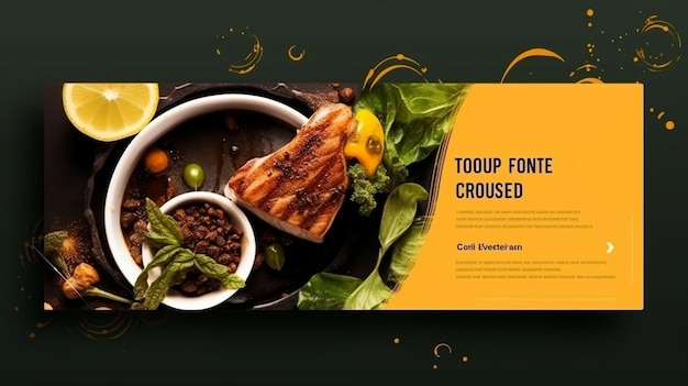web banner template with restaurant concept