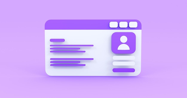 web browser login page in purple background 3d render