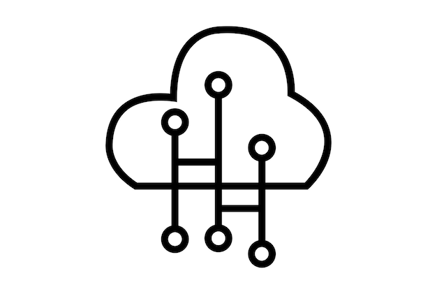 Web cloud platte pictogram minimalistische seo en web symbool kunst zwart teken artwork