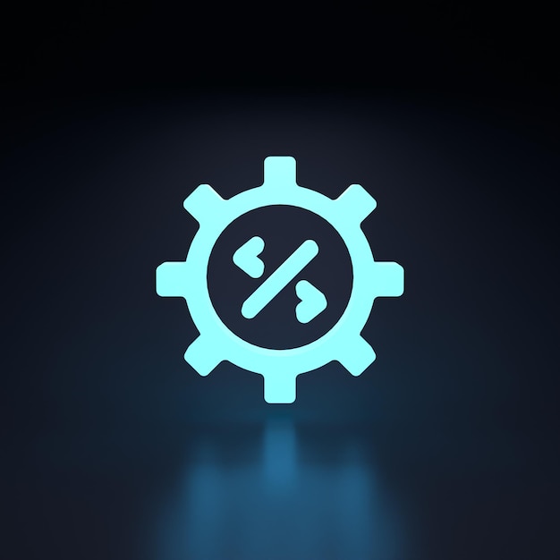 Web code icon in the gear Neon element on a black background 3D rendering illustration