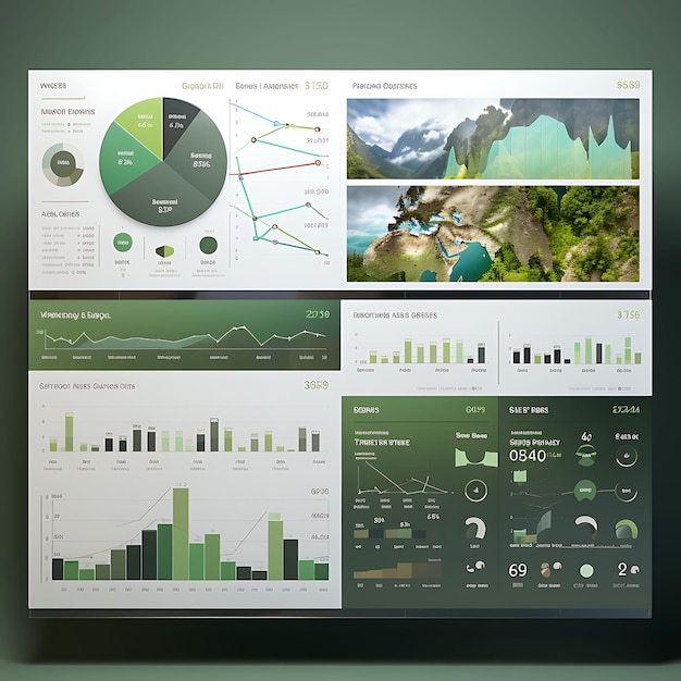 Photo web dashboard fundamental analysis dashboard with financial statements and concept idea design art