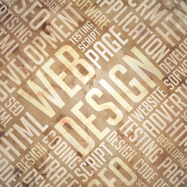 Photo web design - grunge beige-brown wordcloud.