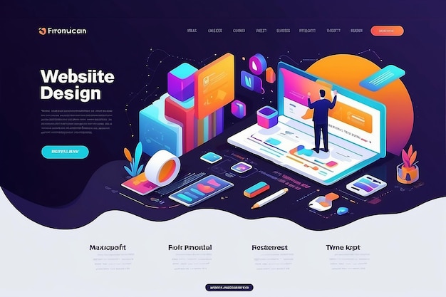 Web design template Vector illustration concept of website design and development