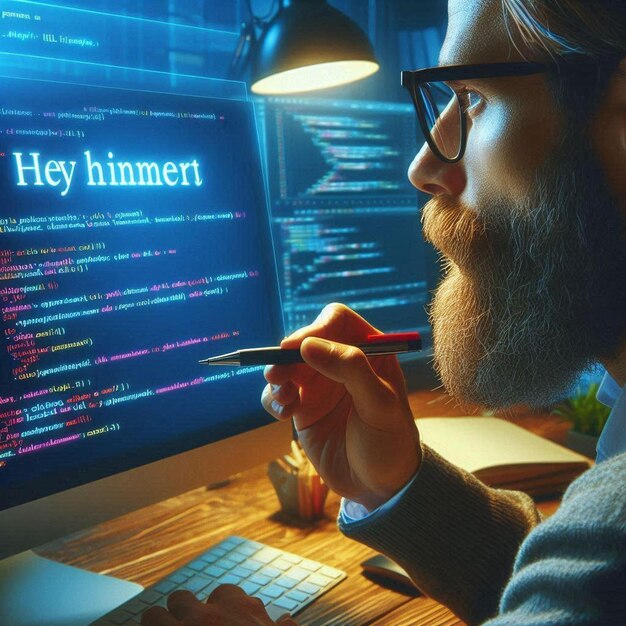 Web developer working on a website using html | Premium AI-generated image