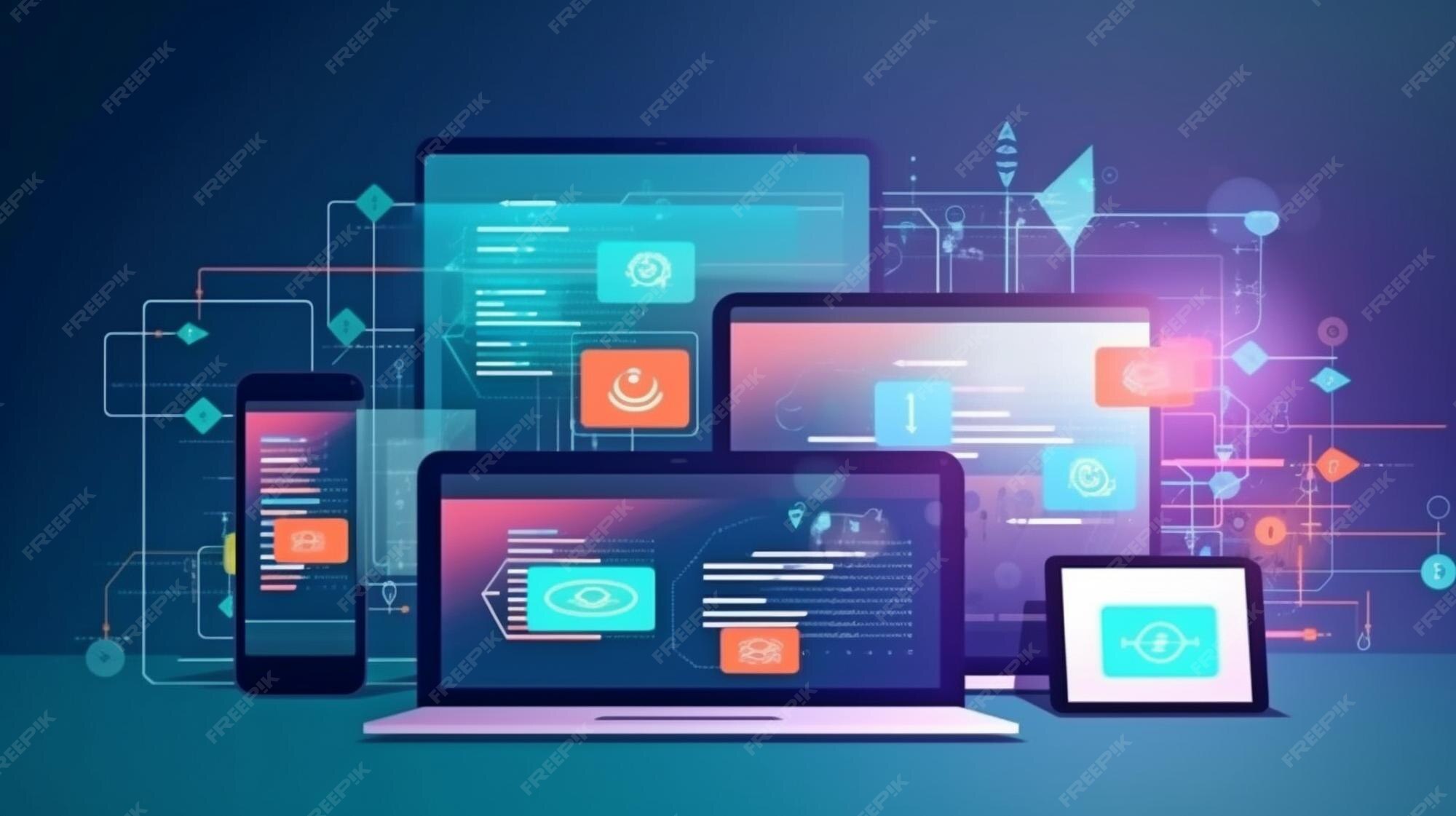 Premium Photo | Web development coding and programming responsive ...