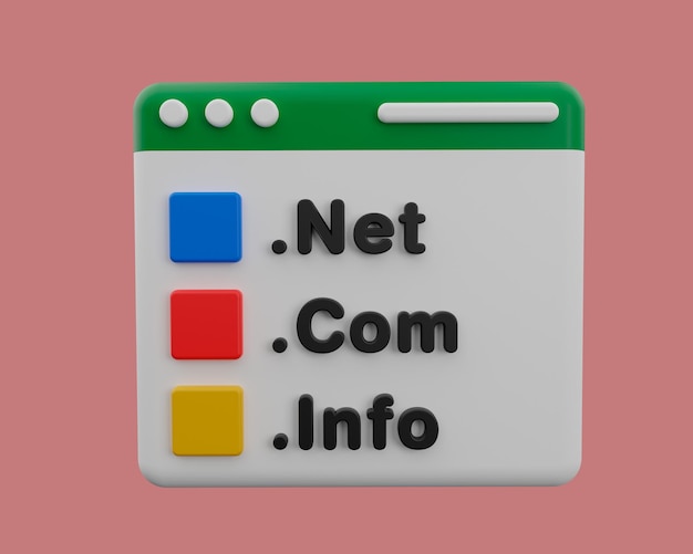 web domain icon. web page concept. 3d rendering.