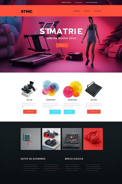 Web Layout of Fitness Equipment Shop Treadmills Dumbbells Resistance Bands Concept Idea Creative