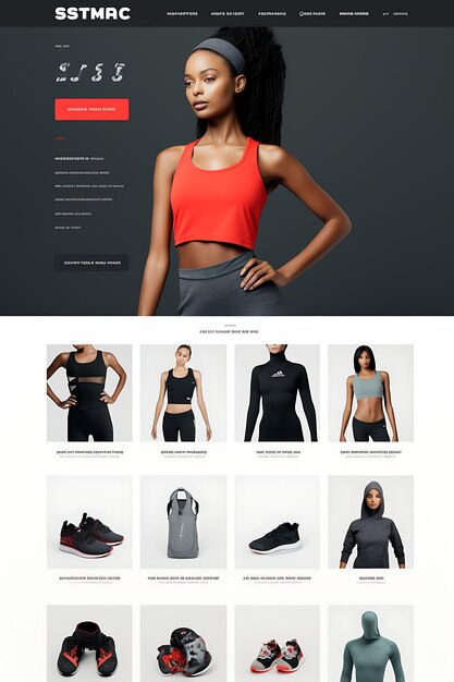 Photo web layout of gym apparel shop workout tops leggings gym bags fashion insp concept idea creative