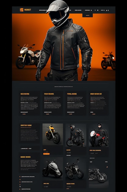 Web Layout of Motorcycling Apparel Shop Motorcycle Jackets Pants Boots Mot Concept Idea Creative