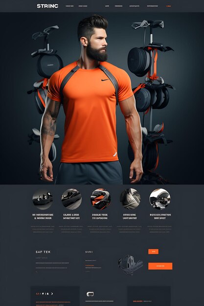 Web Layout of Fitness Apparel and Equipment Gym Accessories Cardio Machine Concept Idea Creatief