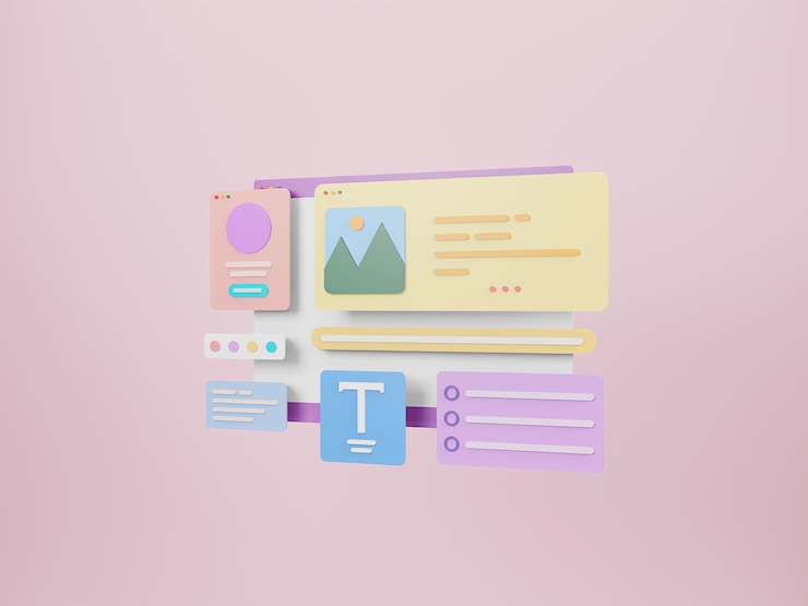 Photo web page interface design web design and web development concept user interface optimization 3d rendering