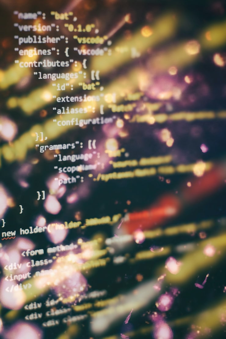 Photo web programming functions on laptop on laptop. it business. python code computer screen. mobile application design concept.